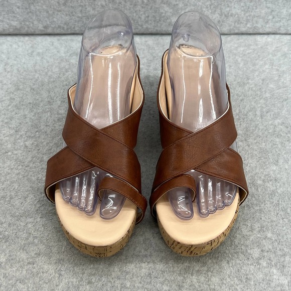 ROSY Platform Wedge Heel-Toe Wrap-Sandal - Brown -Women Size 8 *NEW - Picture 4 of 11